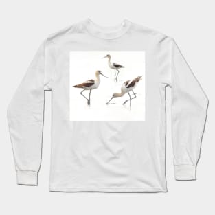 Stunning American Avocets Wading Birds at the Beach Long Sleeve T-Shirt